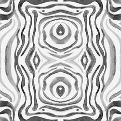 Seamless Zebra Pattern. Watercolour Print. White 