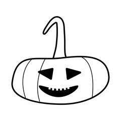halloween pumpkin with face line style icon