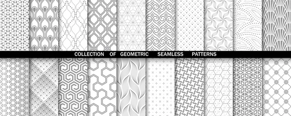 Poster Im Rahmen Geometric set of seamless gray and white patterns. Simple vector graphics. © ELENA