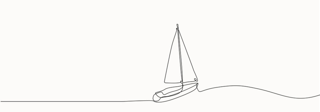 Continuous line drawing of sailing boat