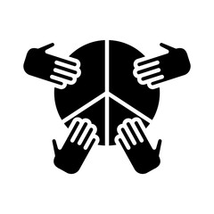 hands team around peace symbol silhouette style icon