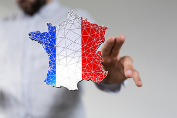 3d Digital France map country modern.