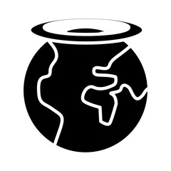 world planet earth with halo silhouette style icon