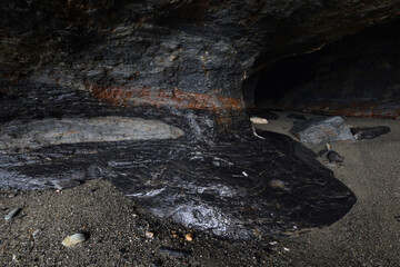 Interior of a sea cave Tregardock Beach Cornwall