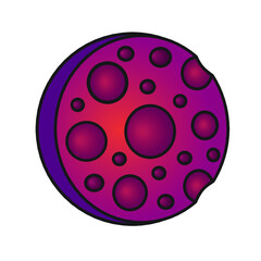 clip art color illustration of a crater planet