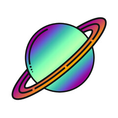 Clip art illustration of a ringed planet