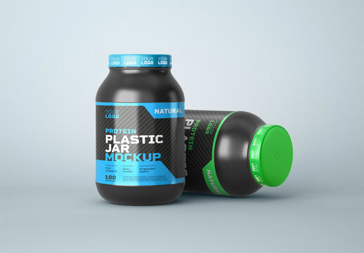 Food Supplement Plastic Jar Mockup for Design and Branding Projects