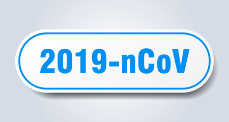 2019-ncov sign. rounded isolated button. white sticker