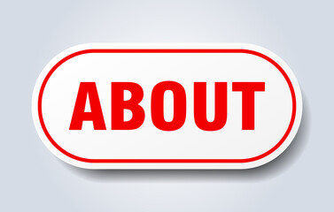 about sign. rounded isolated button. white sticker
