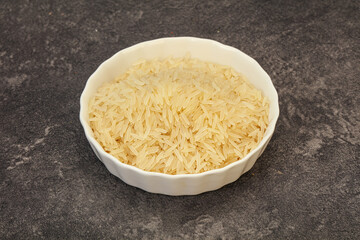 Raw basmati rice in the bowl