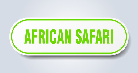 african safari sign. rounded isolated button. white sticker