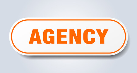 agency sign. rounded isolated button. white sticker