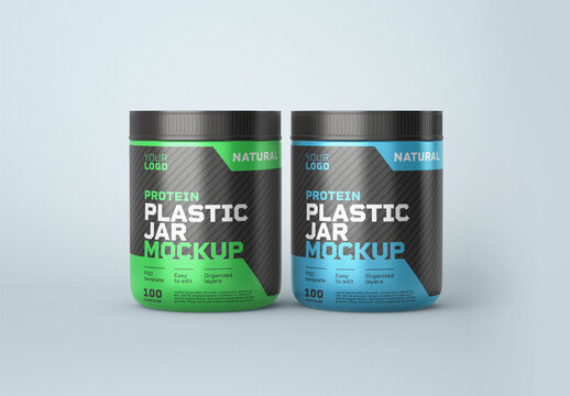 Food Supplement Plastic Jar Mockup
