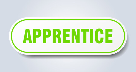apprentice sign. rounded isolated button. white sticker