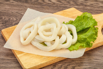 Raw squid rings for cooking
