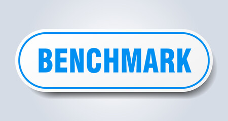 benchmark sign. rounded isolated button. white sticker