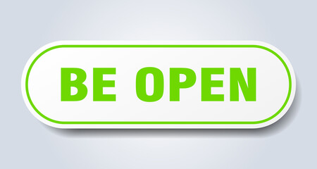 be open sign. rounded isolated button. white sticker
