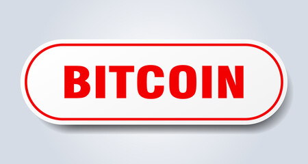bitcoin sign. rounded isolated button. white sticker