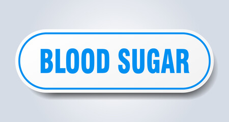 blood sugar sign. rounded isolated button. white sticker