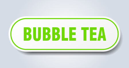 bubble tea sign. rounded isolated button. white sticker