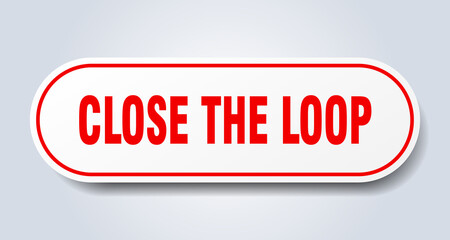 close the loop sign. rounded isolated button. white sticker