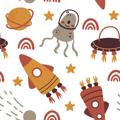 Space elements seamless on white background