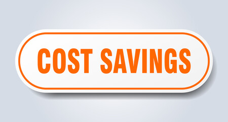 cost savings sign. rounded isolated button. white sticker