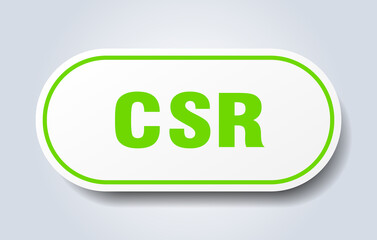 csr sign. rounded isolated button. white sticker