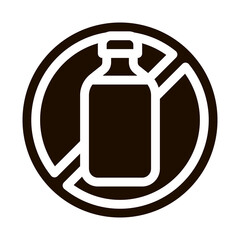Allergen Free Sign Lactose Vector Icon. Allergen Free Beverage Product Pictogram. Crossed Out Mark Bottle With Dairy Cow Milk Healthy Produce. Monochrome Illustration