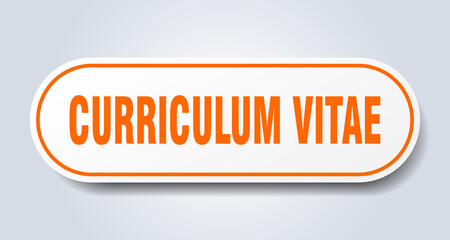 curriculum vitae sign. rounded isolated button. white sticker
