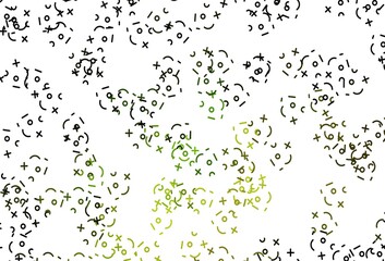 Light Green, Yellow vector background with arithmetic signs.