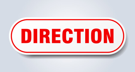 direction sign. rounded isolated button. white sticker