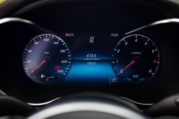 car dashboard and speedometer