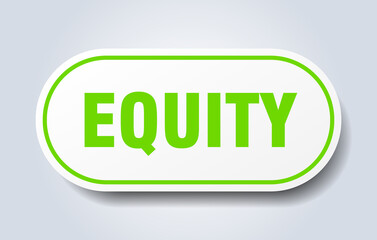equity sign. rounded isolated button. white sticker