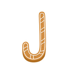 Gingerbread cookies in the shape of a Christmas candy with glaze. Biscuit for happy Xmas and New Year's holiday. Hand drawn vector illustration, isolated on white background. 