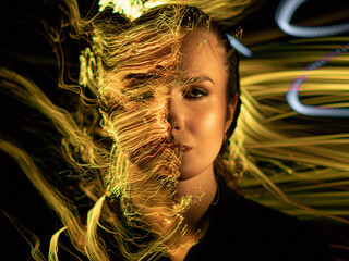 Photo picture drawn with light, modern creative art