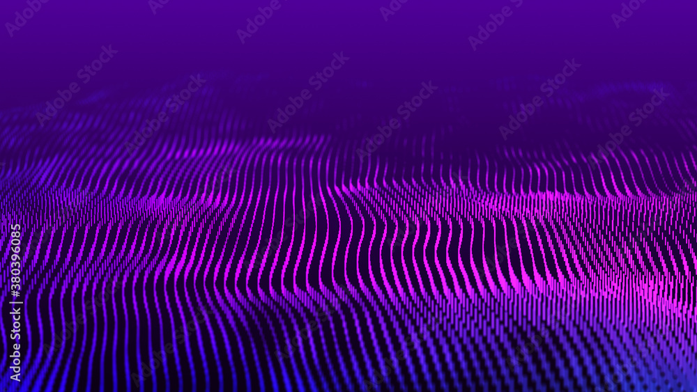 Poster abstract gradient dynamic wave of glowing lines. network of neon lines. big data. digital background