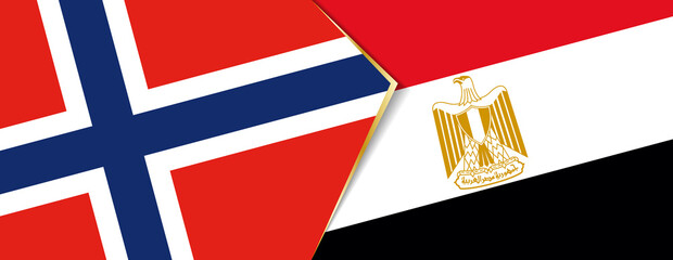 Norway and Egypt flags, two vector flags.