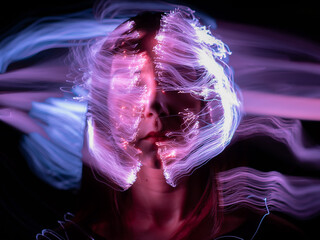 Photo picture drawn with light, modern creative art