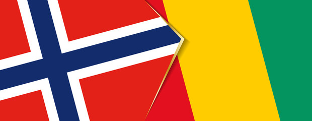 Norway and Guinea flags, two vector flags.