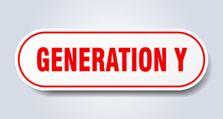 generation y sign. rounded isolated button. white sticker