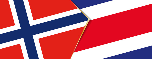 Norway and Costa Rica flags, two vector flags.