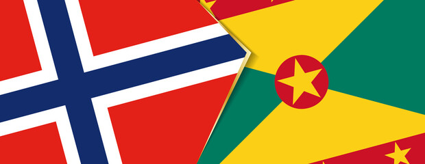 Norway and Grenada flags, two vector flags.