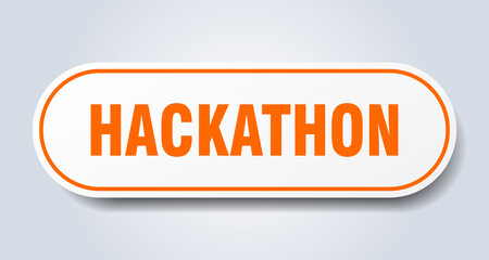 hackathon sign. rounded isolated button. white sticker