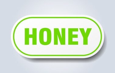 honey sign. rounded isolated button. white sticker