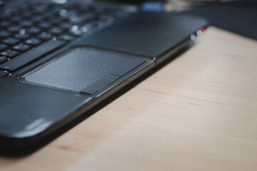 Black Laptop keypad. Selective focus 