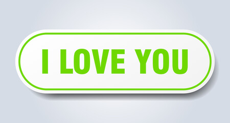 i love you sign. rounded isolated button. white sticker