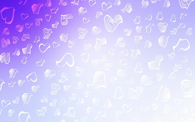 Light Purple vector layout with sweet hearts. Glitter abstract illustration with colorful hearts in romantic style. Design for ad, poster, banner of Valentine Day.