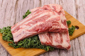Raw pork ribs for cooking