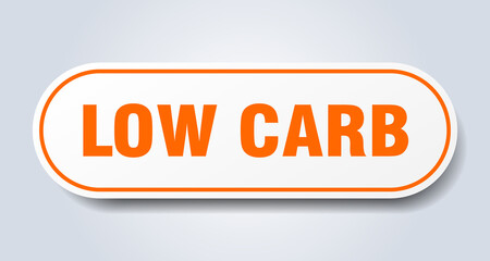 low carb sign. rounded isolated button. white sticker